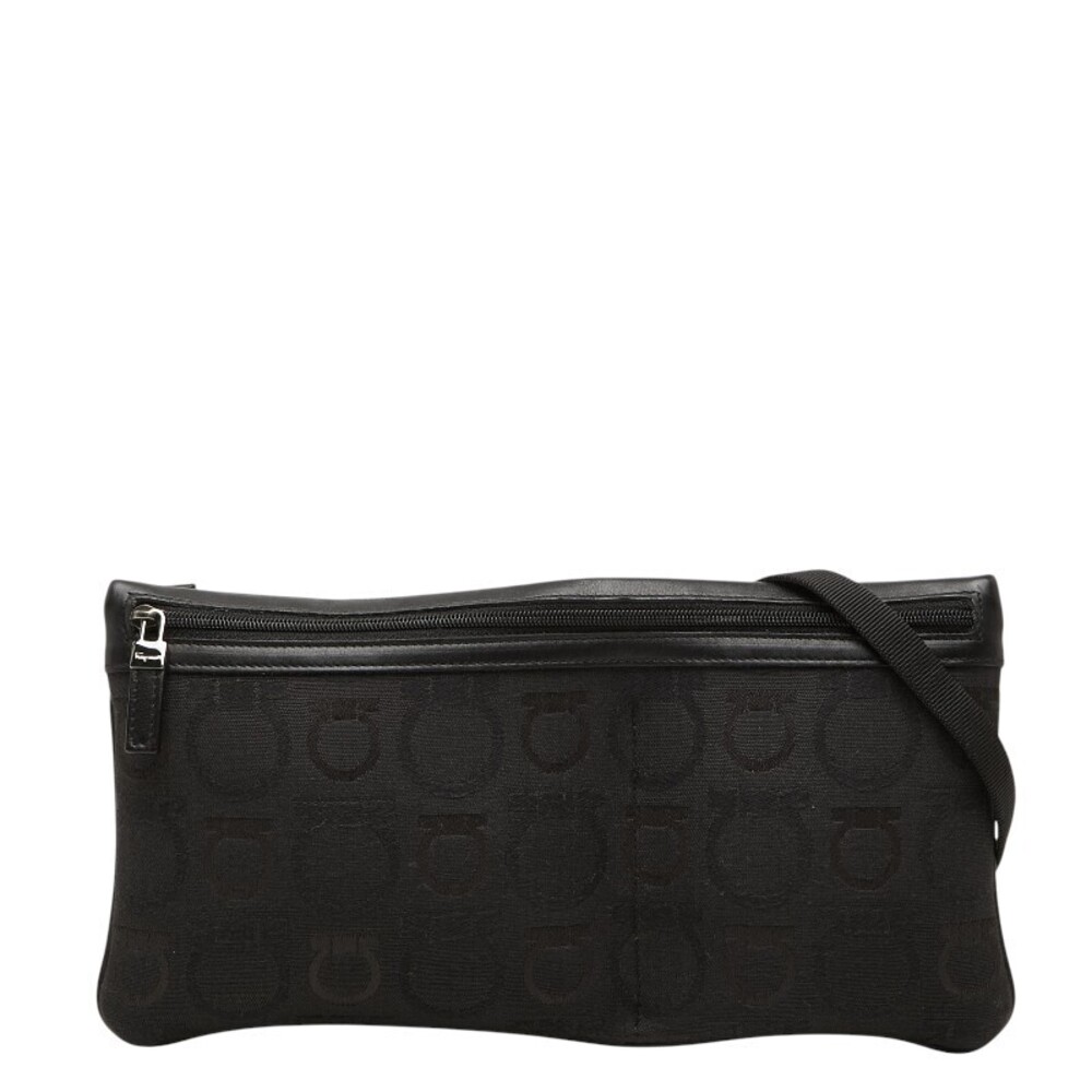 Salvatore Ferragamo Gancini Crossbody Bag Black Canvas Leather